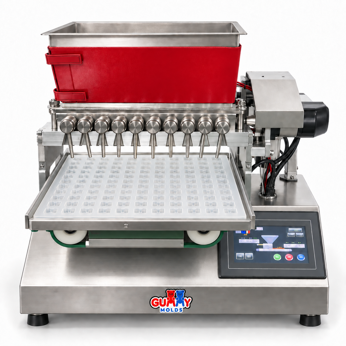 Commercial automatic gummy depositor for silicone gummy mold production