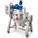 Angle view of Gummy Molds 100L commercial gummy cooker with PTFE scraper mixing system